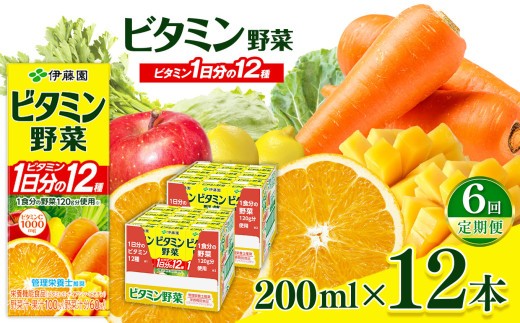 【定期便6回】紙ビタミン野菜200ml  12本入り 伊藤園   | 野菜 フルーツ ジュース ドリンク 飲料 健康 食品 砂糖 食塩 不使用 長期常温可能 1ケース 長野県 松本市 ふるさと納税