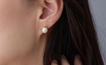 ハンギングパールメタルバーピアス(カラー：ピンクゴールド)【043-018-3】ピアス パール アクセサリー ジュエリー K18GP カジュアル オフィス ギフト プレゼント ラッピング
