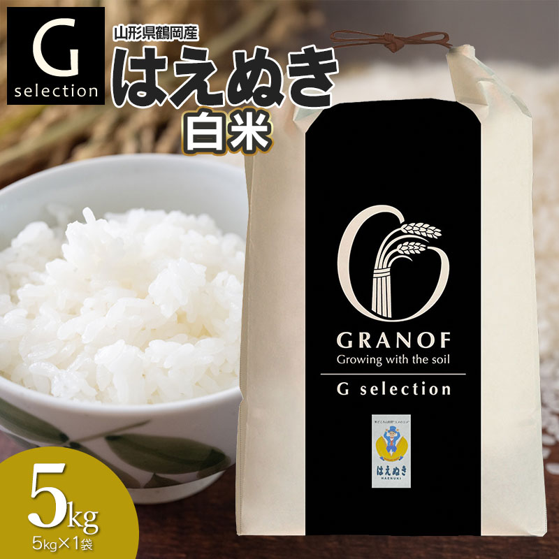 【令和7年産】  Gセレクション はえぬき 白米 5kg(5kg×1) 山形県鶴岡市産　株式会社グラノフ
