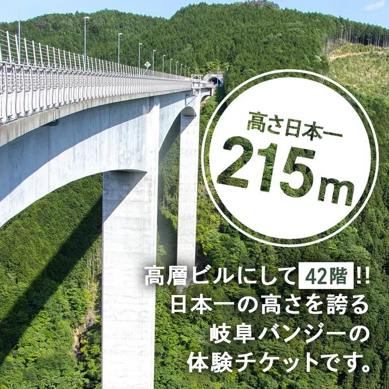 【ふるなびWEEK対象】【高さ215ｍ】日本一のバンジージャンプ「岐阜バンジー」体験券 1名様分 (207)