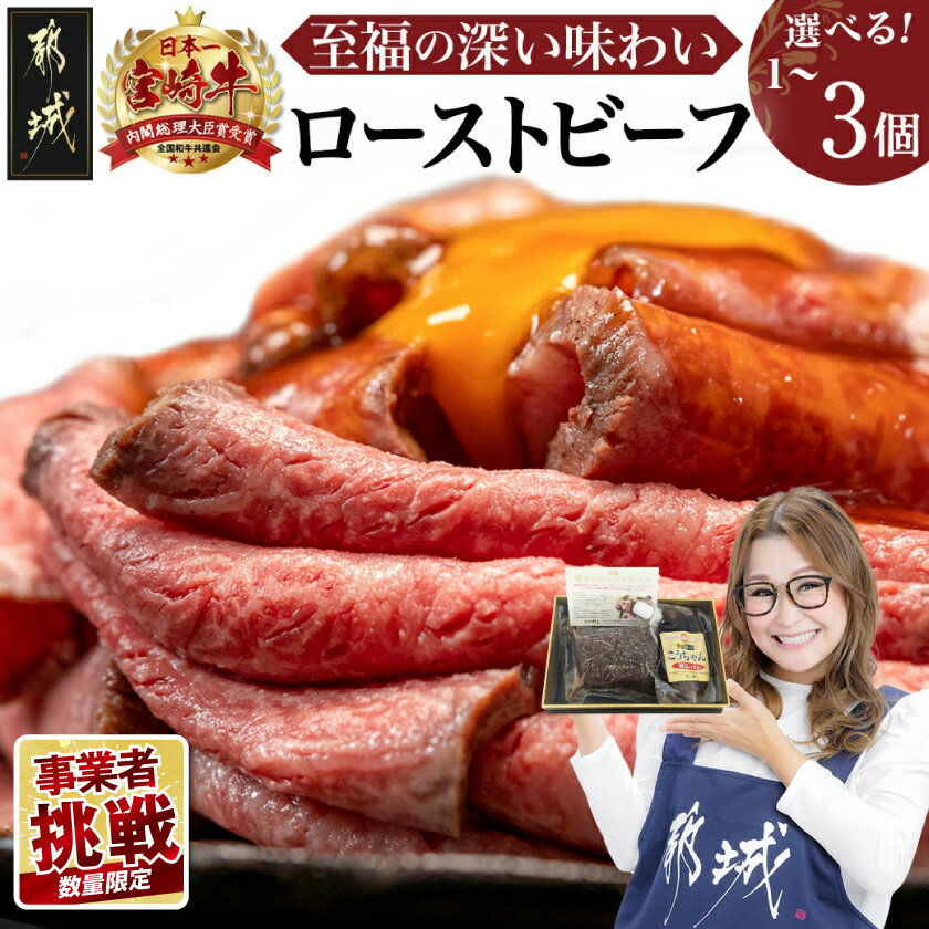 【ふるさと納税】【事業者挑戦！】【個数が選べる！】宮崎牛ローストビーフ - 謹製 肉の野上 特製ローストビーフタレ付き 牛肉 モモ肉 選べる個数 1個/2個/3個 丼 サンドイッチ ギフト 贈答用 送料無料 SKU-2602【宮崎県都城市は2年連続ふるさと納税日本一！】