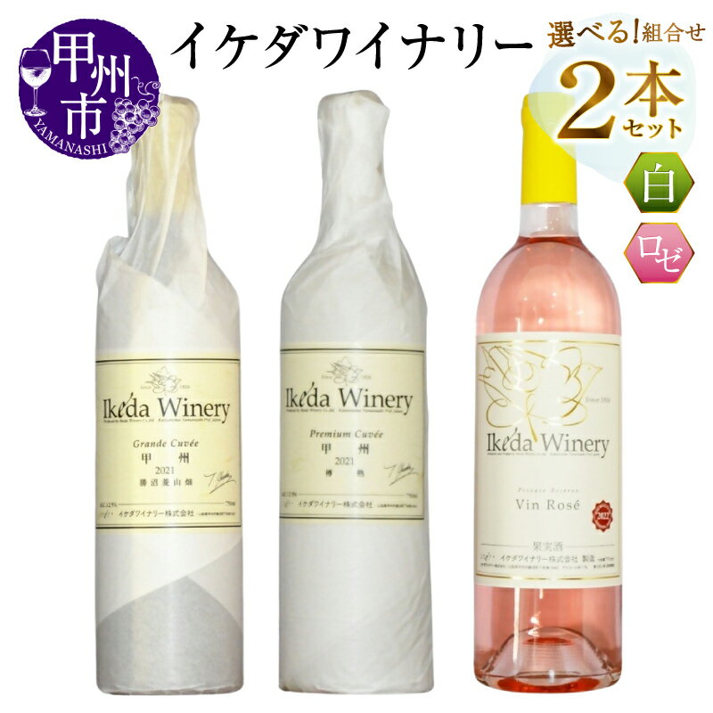 【ふるさと納税】 ワイン 白 ロゼ 選べる お届け内容 組合せ 750ml 2本 セット イケダワイナリー グラン・キュヴェ甲州 プレミアム・キュヴェ甲州 ヴァン・ロゼ 飲み比べ 白ワイン ロゼワイン 酒 お酒 アルコール 母の日 父の日 記念日 ギフト 山梨県 甲州市 （MG）