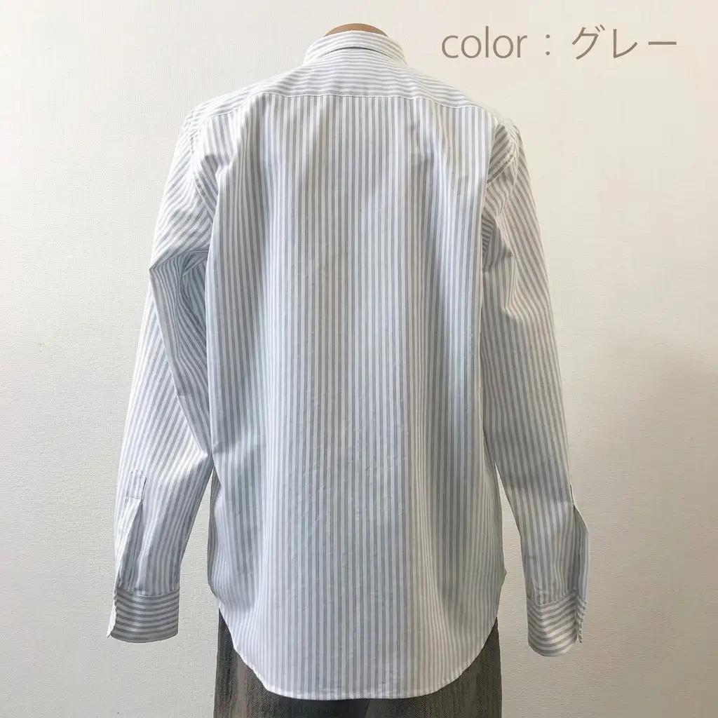 【遠州織物】武襯衣 先染ストライプドビー織シャツ メンズ 長袖 グレー ファッション 服 男性  グレーM
