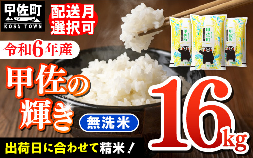 ★新米先行受付★令和６年産★【2024年10月以降より配送月指定可能】【熊本県産・無洗米・16kg】『甲佐の輝き』無洗米16kg（5kg×2袋、6kg×1袋）【価格改定ZG】