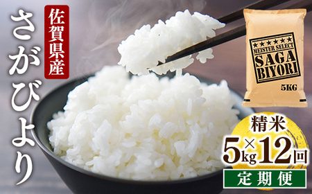＜先行予約＞ [令和7年産] ＜定期便12回＞ 特A評価 さがびより 白米 5kg×12回