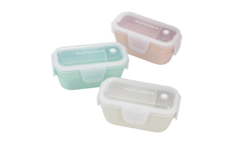 ホームコーディ　ふんわり盛れるシンプルランチボックス2段　ピンク イオンリテール 日用品