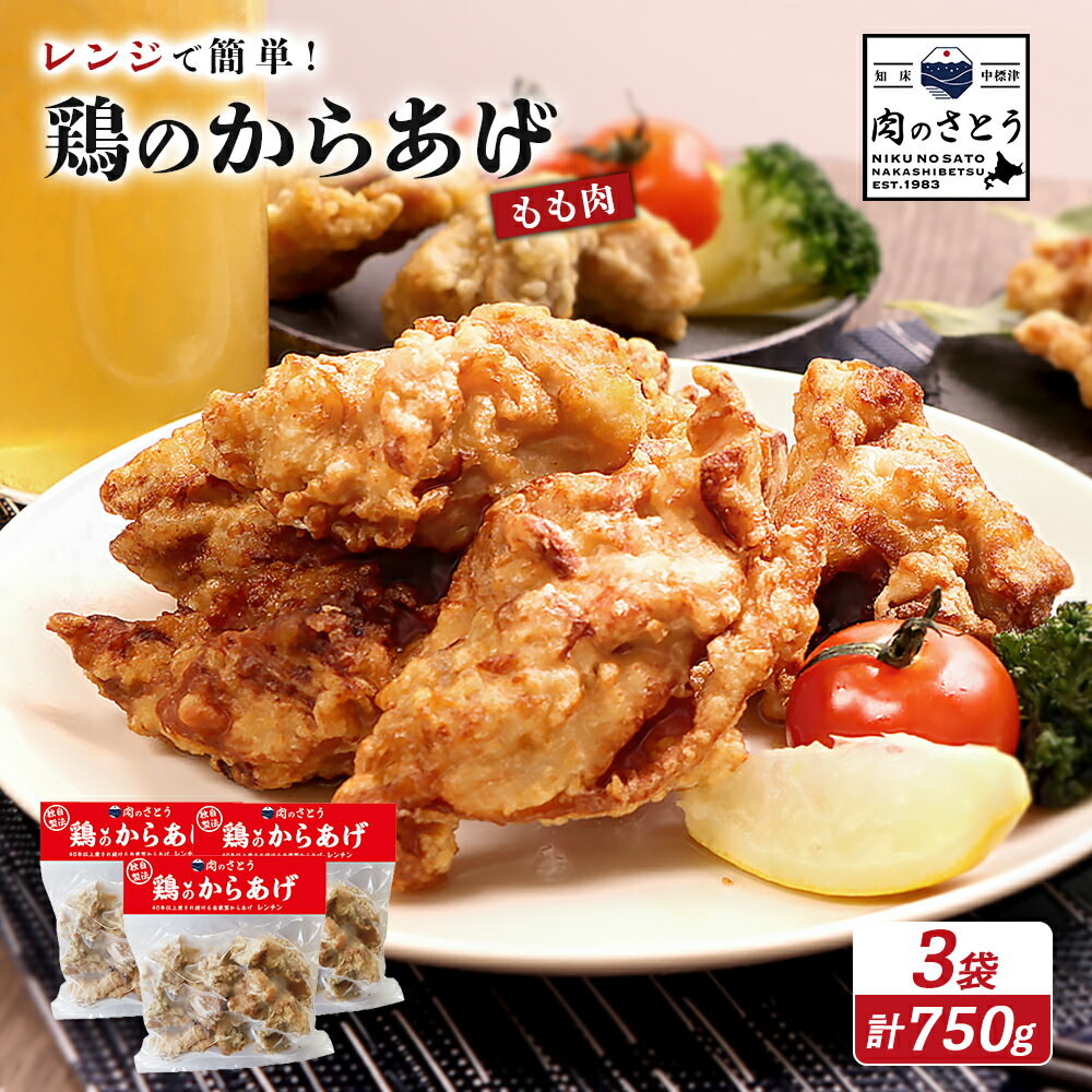 【ふるさと納税】【レンジで簡単】鶏のからあげ もも肉750gセット | 唐揚げ レンチン 揚げたて 冷凍食品 時短 調理 鶏 ザンギ おかず 惣菜 弁当 専門店 店の味 お取り寄せ 北海道 中標津町 中標津【3500602】
