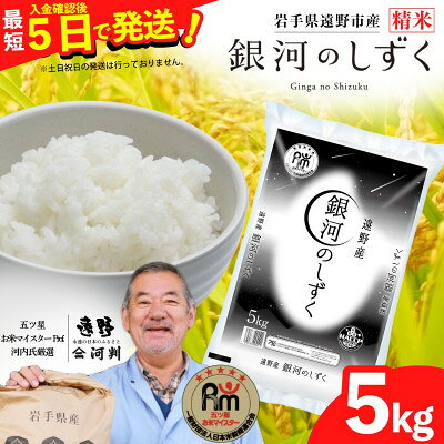 【ふるさと納税】【令和7年産】銀河のしずく(精米) 岩手県遠野市産 5kg/10kg 河判【G1702594】