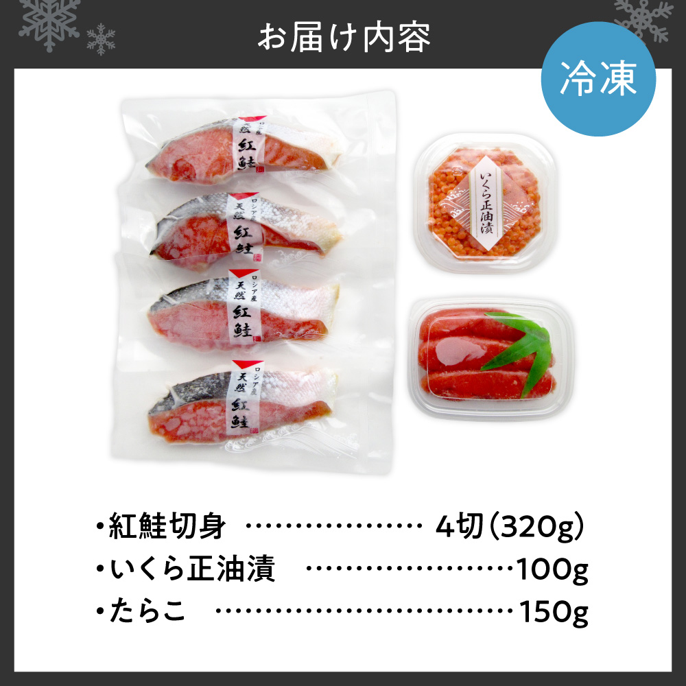 紅鮭と魚卵セット｜鮭 切身 たらこ いくら 北海道 札幌市