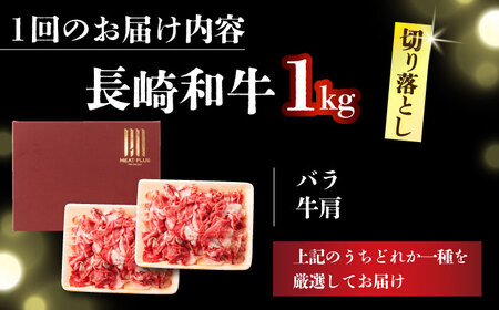 【全2回定期便】【A4～A5】長崎和牛切り落とし　1kg(500g×2p）【株式会社 MEAT PLUS】[DBS053]