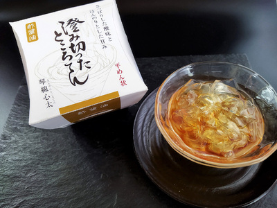 琴線心太 黒蜜20個 ・酢醤油20個　計40個 ところ天 国産天草 テングサ国内産 醸造酢 のみ 使用 おやつ おかず ヘルシー  食物繊維 ミネラル 岩手県 北上市 斎藤食品 K0056