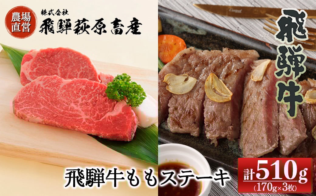 
            【発送時期が選べる】飛騨牛ももステーキ  170g×3枚　 牛肉 国産 ブランド牛 赤身 モモ ステーキ 高級 牛 飛騨牛 飛騨萩原畜産【冷凍】 
          