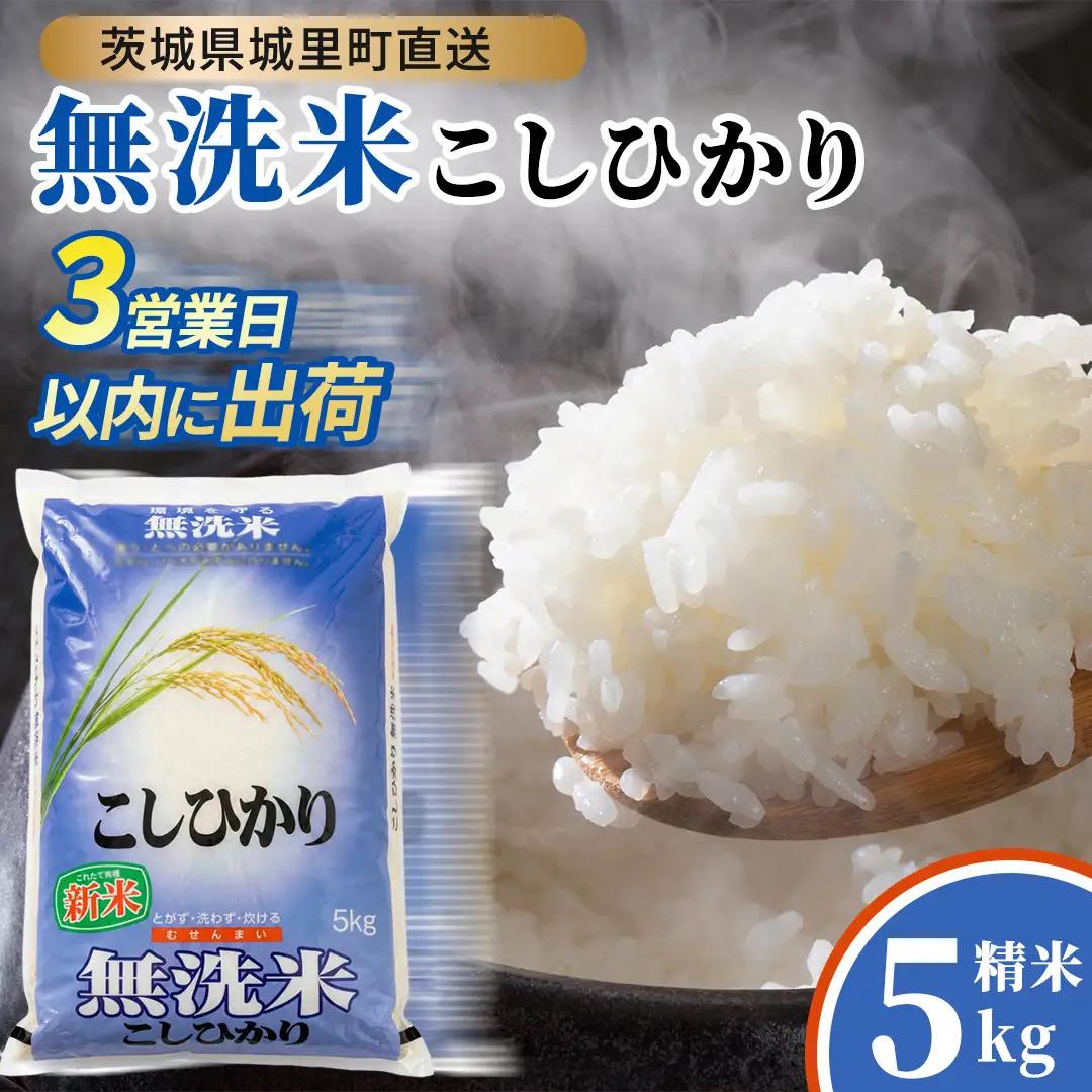 ≪新米≫【無洗米】コシヒカリ ホタル米 5kg スピード発送 洗わず炊ける！令和8年産 スピード出荷 最短3～7営業日出荷 即納 産地直送 一人暮らし 単身赴任 キャンプ アウトドア 茨城県 城里町 精白米 米 ご飯 こしひかり 白米 精米 単一原料米 (AX015)
