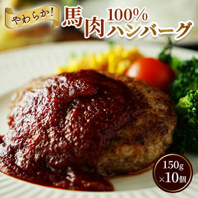 【ふるさと納税】ハンバーグ 馬肉 100% 150g×10個 お肉屋さん 冷凍 パック 美味しい ヘルシー 安心 安全 個包装 便利