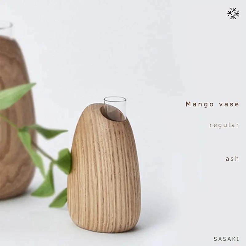 木製一輪挿し Mango vase（マンゴーベース） regular ash／SASAKI HOKKAIDO WOOD F6S-462