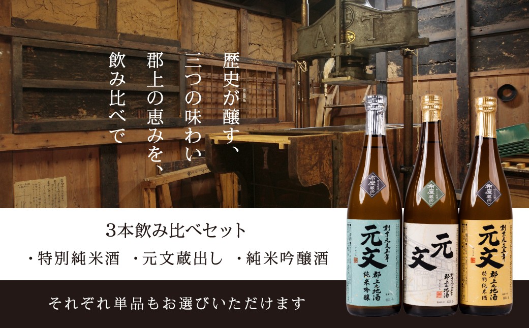 1750年から続く伝統ある酒蔵の天然花酵母使用の日本酒３種