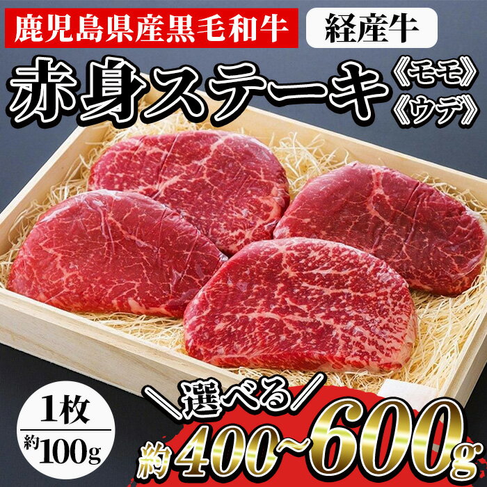 【ふるさと納税】＜内容量が選べる！＞鹿児島県産黒毛和牛(経産牛) 赤身ステーキ (約400g / 約600g)！ 国産 九州 尾崎牧場産 経産和牛 経産牛 牛肉 肉 和牛 ステーキ 贈答品 ギフト 霜降り 贈答品 プレゼント【バクロ】