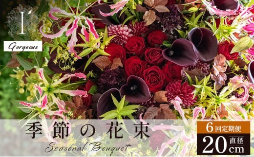 季節の花束 6回定期便 《Gorgeous》直径約20cm 【花 お花 フラワー 花束 贈り物 贈答ギフト プレゼント 記念日 兵庫県 芦屋市 アイロニー illony i'llony あいろにー】