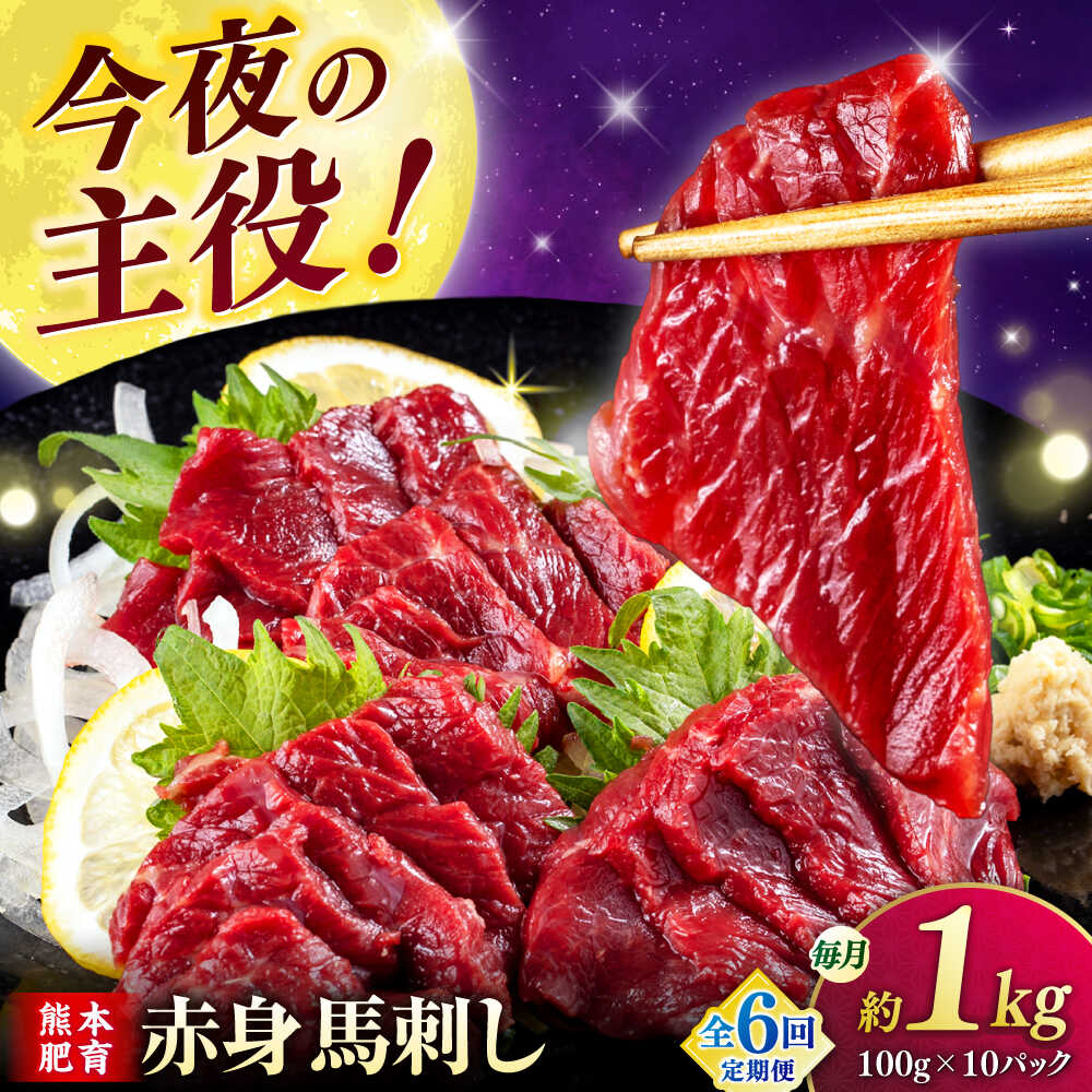 【ふるさと納税】【全6回定期便】 赤身 馬刺し 1kg (100g×10P) 【合同会社　長岡フーズ】[ZFR015]