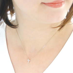 ネックレス K18YG イエローゴールド ダイヤモンド 0.2ct 10石 スイートテン クロス 十字架 ペンダント クリスマス ジュエリー 【f022-k18yg】 ALPAZ185