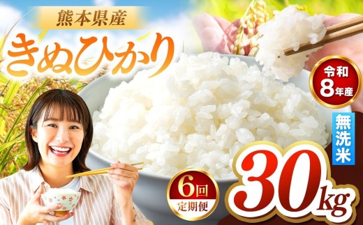 【定期便6回】R8年産 無洗米 きぬひかり 30kg | お米 米 こめ おこめ 精米 キヌヒカリ 30キロ 国産 国産米 くまもと 熊本 熊本県 玉名市 玉名