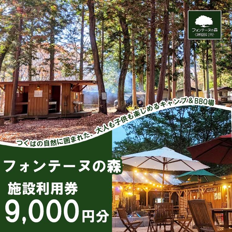 【ふるさと納税】キャンプ&バーベキュー「フォンテーヌの森」 施設利用券 9,000円分 | キャンプ 宿泊 体験 体験型 バーベキュー アウトドア BBQ 夏休み GW 子供 家族 お出かけ 茨城県 つくば市