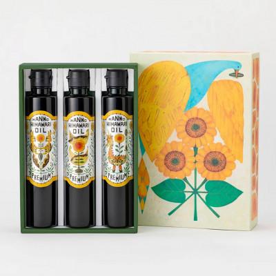 ふるさと納税 まんのう町 まんのうひまわりオイルPREMIUM (180g×3本)(福田利之デザインカード・トートバック付)