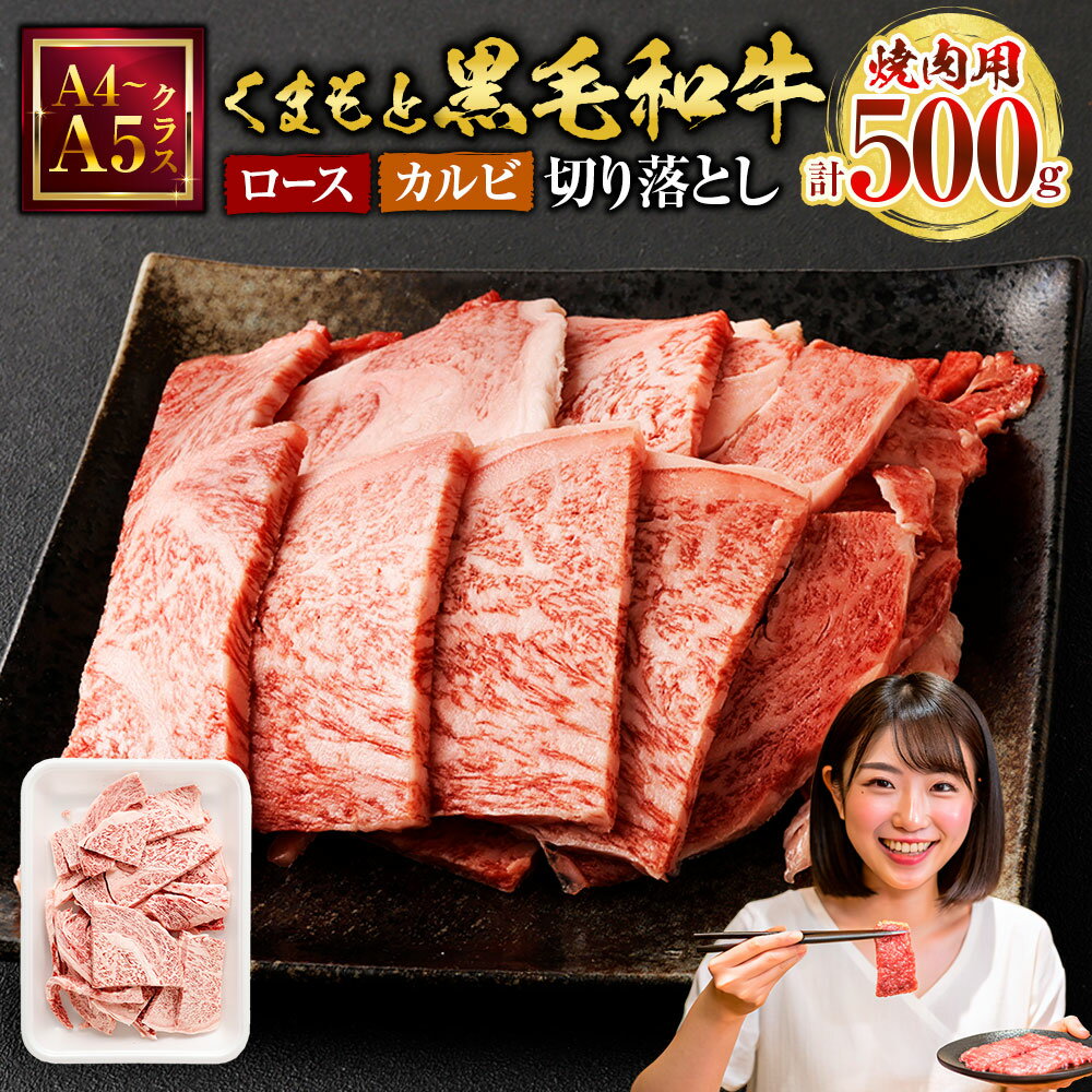 【ふるさと納税】 くまもと黒毛和牛 焼肉用 ロース カルビ 切り落とし 500g 黒毛和牛 スライス肉 牛肉 お肉 焼き肉 焼肉 A4〜A5 冷凍 熊本県 九州産 国産 送料無料