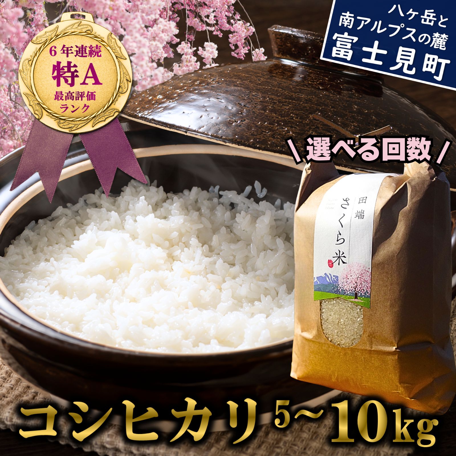 【ふるさと納税】特Aランク 長野県産 こしひかり 5kg～10kg 定期便3ヶ月～6ヶ月 田端さくら米 コシヒカリ 新米 米 精米したて 令和7年産 長野県富士見町 信州 平出裕一