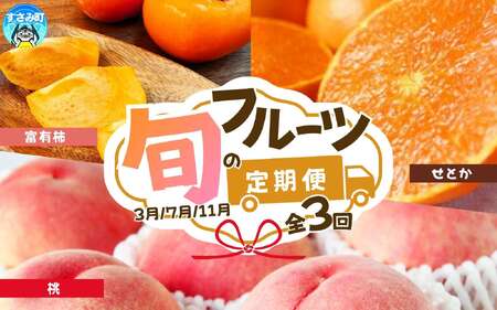 定期便【全3回/3・7・11月】紀州和歌山産旬のフルーツセット(せとか・桃・富有柿)  / 果物定期便 フルーツ定期便 セトカ 柑橘 くだもの 果物 カキ かき 柿 もも モモ 桃 【tkb392】