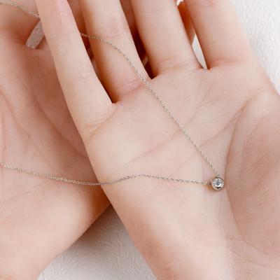ふるさと納税 大津市 プラチナ900【ラボグロウンダイヤモンドネックレス】0.2ct 馬蹄ばていデザイン 長さ40cm |  | 02