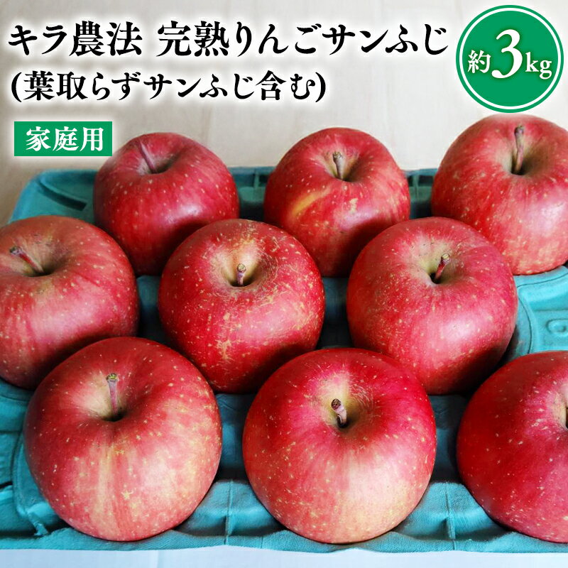 【ふるさと納税】≪11～12月配送≫青森県産 キラ農法 家庭用完熟りんご サンふじ約3kg (葉取らずサンふじ含む)【青森県 平川市 夢ファクトリー】完熟りんご レビューキャンペーン