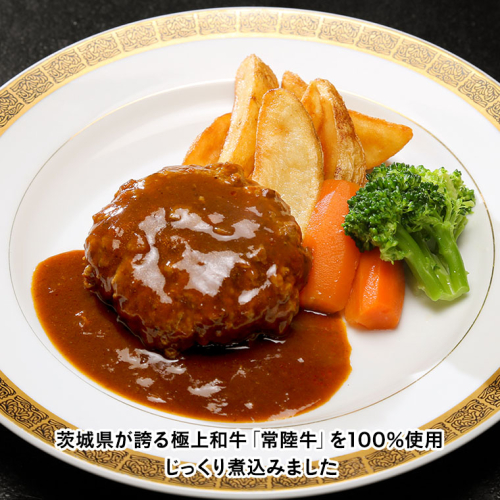 【お中元熨斗付き】【茨城県共通返礼品】常陸100％　煮込み手ごねハンバーグ（200g×3パック）とろける常陸牛ビーフシチュー（180g×3パック） 八千代町産 白菜 使用 ハンバーグ ビーフシチュー 