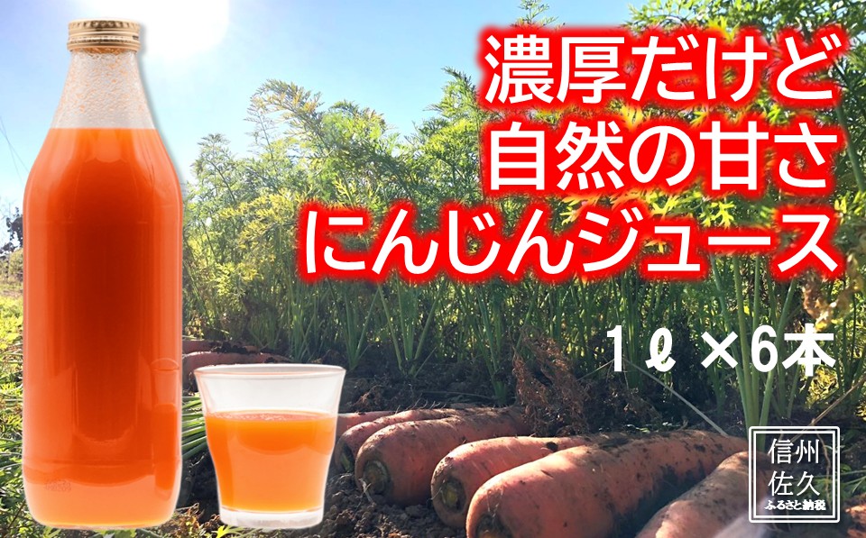 長野県産ニンジンジュース （1000ml×6本入り）人参 にんじん 野菜 飲料 信州