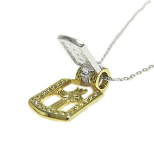 PT850/K18イエローゴールド「2WAY」高級ダイヤペンダント【54525-4】