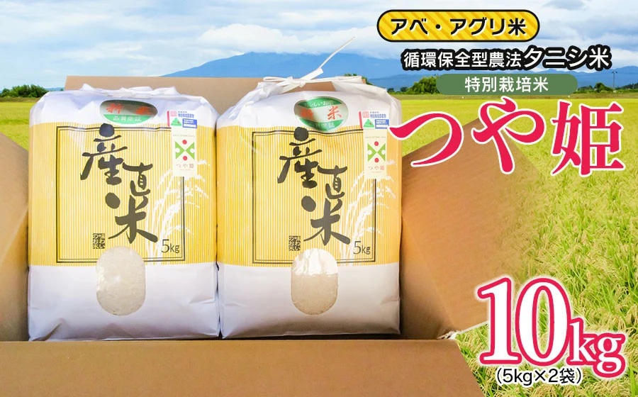 【令和7年産】【新米】 特別栽培米 つや姫（タニシ米）精米10kg（5kg×2袋）　山形県鶴岡産　アベ・アグリ米