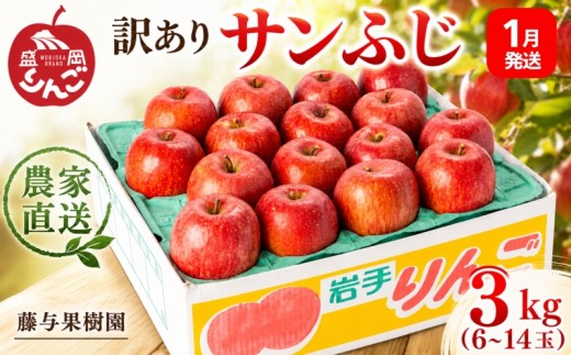<先行予約> 訳あり サンふじ 3kg <2027年1月発送> りんご 果物 くだもの フルーツ 林檎 リンゴ 産地直送 新鮮 旬 国産 冬 規格外 不揃い 傷 訳アリ わけあり 家庭用 訳 詰め合わせ セット 岩手県 盛岡市 東北 岩手 盛岡 藤与果樹園 fujiyo001s