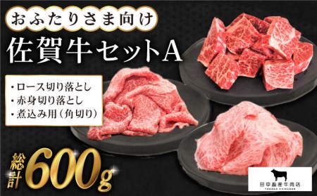 【毎日の料理に】おふたりさま向け 佐賀牛 普段使いセットA【田中畜産牛肉店】[HBH030] 農林水産大臣賞 ロース 赤身 角切り 切り落とし 黒毛和牛 牛肉 肉