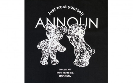 ［ANNOUN］Painting Bear Ｔシャツ ブラック ／ 服 黒 アパレルブランド 絵画 アート コラボレーション アンノウン 福祉 就労支援 就労継続支援B型事業所 アトリエ・アンノウン 