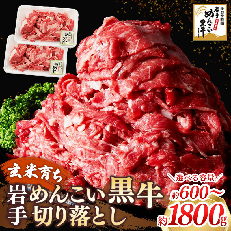 【ふるさと納税】【選べる容量】 岩手めんこい黒牛 赤身 切り落とし 約600g～約1.8kg 国産 牛肉 肉 焼肉 牛丼 すき焼き 小分け 冷凍 お肉 ※着日指定不可※沖縄県・離島への配送不可