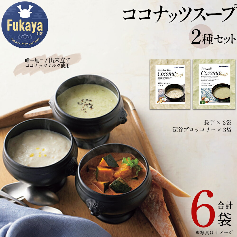 【ふるさと納税】ココナッツスープセット（長芋・深谷ブロッコリー　各3個）　【11218-1018】 ココナッツ ココナッツミルクスープ レトルト グルメ 食品 ギフト プレゼント 贈り物 送料無料 埼玉県 深谷市 深谷市ふるさと納税 ジャパンビジネスポータル