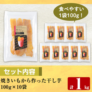 a517 ＜先行予約受付中！2024年3月以降順次発送予定＞焼きいもから作った干し芋(合計1kg・100g×10袋)【ファーム工房】ほしいも 紅はるか 焼芋 サツマイモ さつまいも 小分け スイーツ 