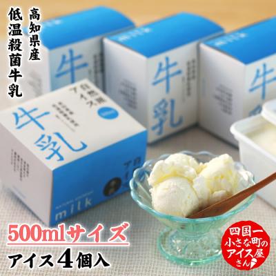 ふるさと納税 田野町 【四国一小さなまちのアイス屋さん】≪松崎冷菓≫自然派アイス 牛乳500ml×4個セット
