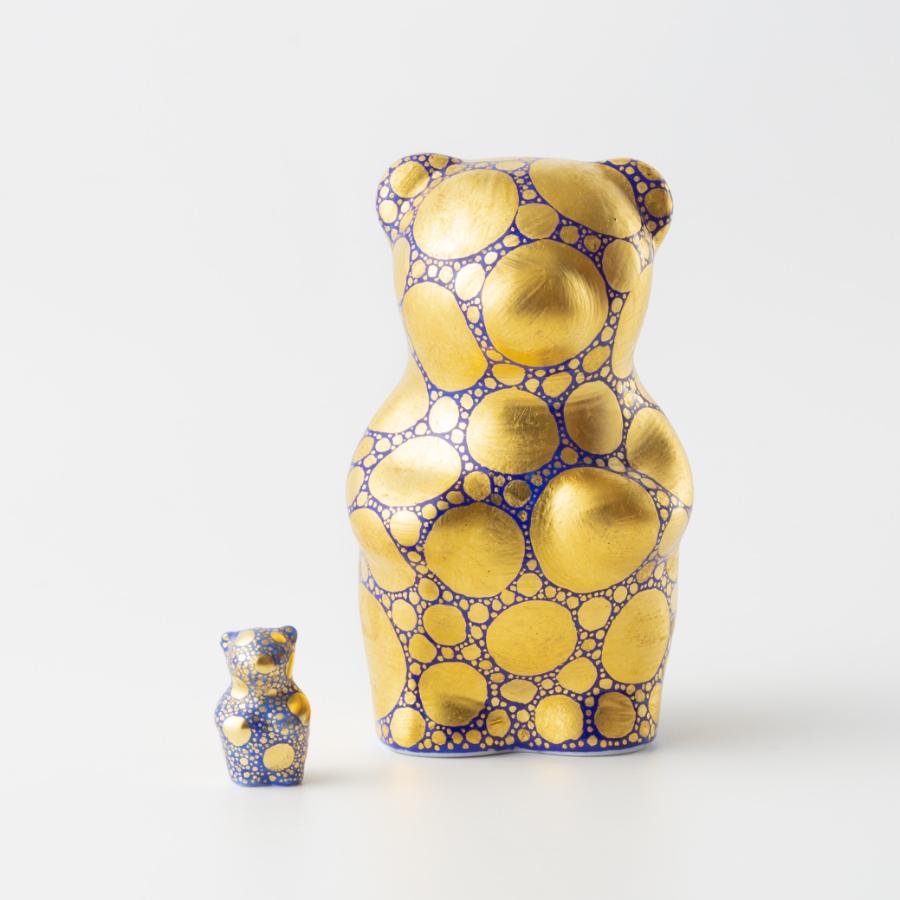 ＜momoco＞有田焼　momoco bear【小野鉄兵　金襴手ドット青】