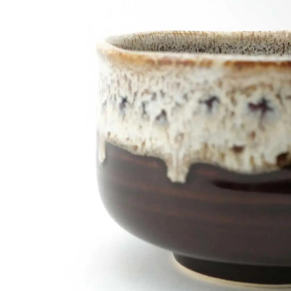 【波佐見焼】Folk Design 野点抹茶碗 飴釉白唐津流し 1点【玉有】[IE51]