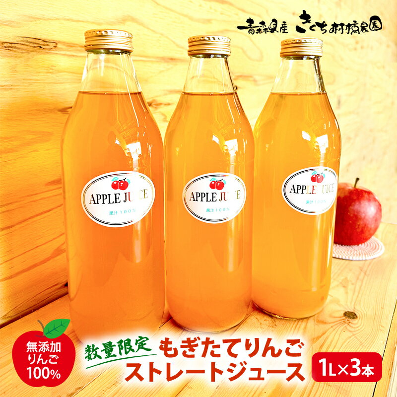 【ふるさと納税】【数量限定】もぎたてりんごストレートジュース 1L×3本 【無添加 りんご100％】 果汁飲料 りんごジュース アップルジュース 　お届け：2024年12月1日～2025年8月20日