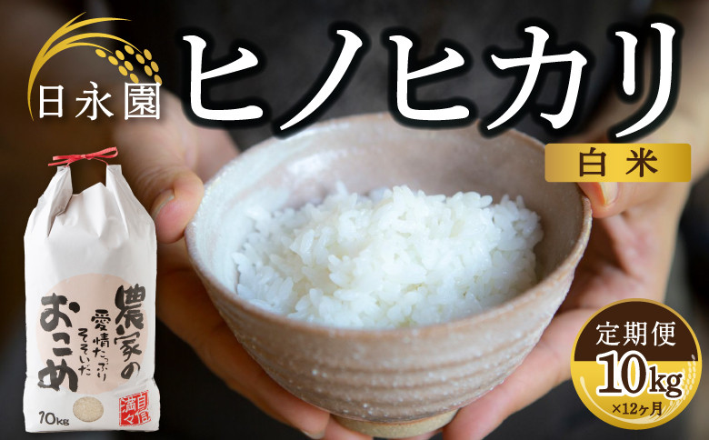 
            【定期便】日永園 ヒノヒカリ 白米 10kg×12ヶ月 【2025年11月下旬より発送予定】 米 お米 ご飯  うきは市
          