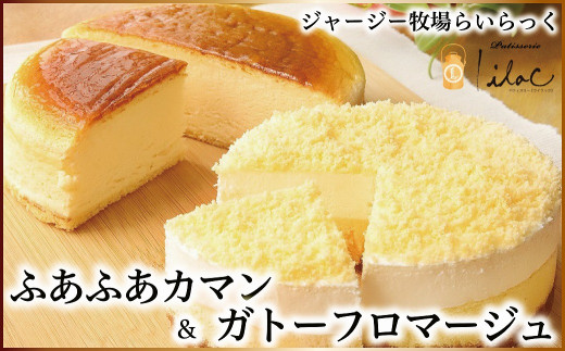 ジャージー牧場らいらっく ふあふあカマン＆ガトーフロマージュ チーズケーキ 自家牧場 ジャージー牛 ミルク カマンベール 手作り 濃厚 風味豊か らいらっく テレビで紹介 AS1BB18