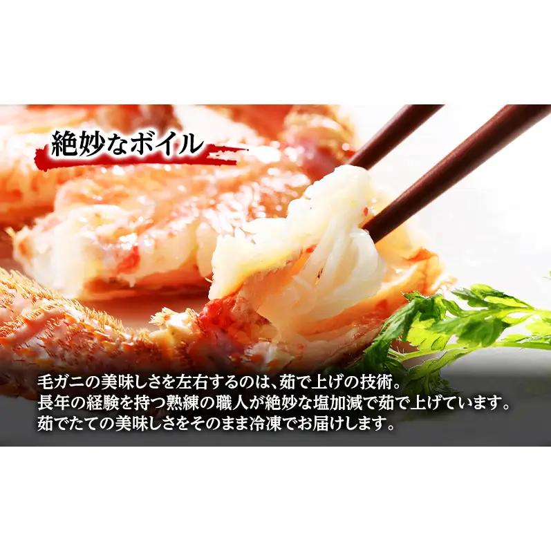 【枝幸毛ガニ】冷凍ボイル毛がに 約780g×1尾 流氷明け 身入り抜群［壽綜合商事］【 カニ 蟹 毛ガニ 毛がに 毛蟹 かにみそ 蟹味噌 ボイル 茹で 冷凍 北海道 オホーツク 枝幸 】