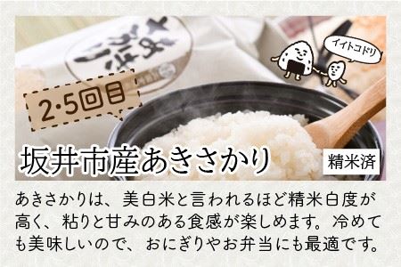 定期便 ≪6ヶ月連続お届け≫ 福井県発祥のお米 3種食べ比べ 5kg × 6回 計30kg (こしひかり・あきさかり・いちほまれ) 【 人気 品種 ブランド米 特A 】 [F-6166]